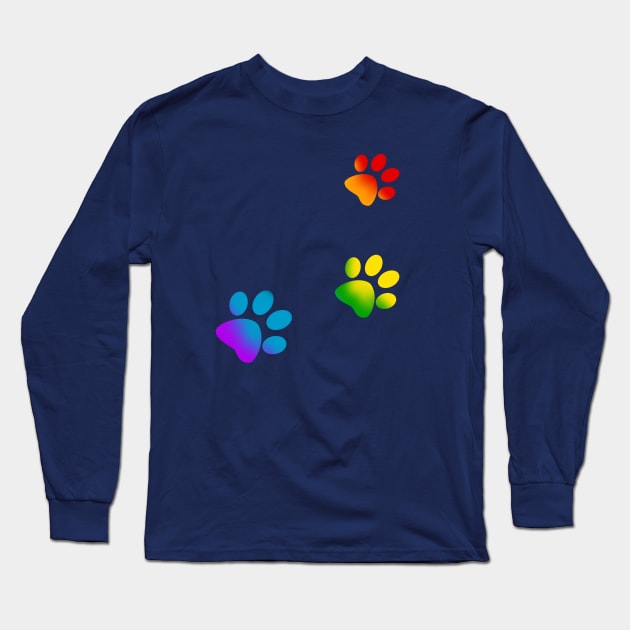 Rainbow Paw Prints Long Sleeve T-Shirt by bittentoast